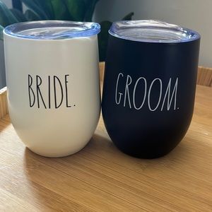 Rae Dunn bride and groom tumbler with lid